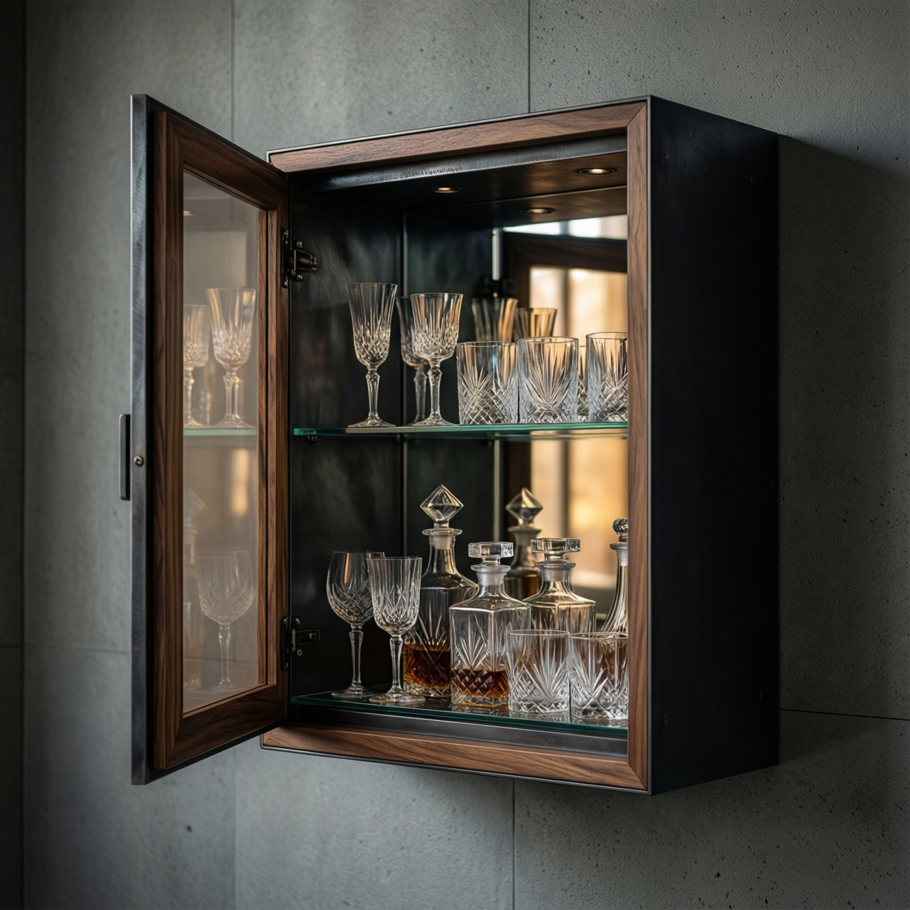 “Forge” Wall-Mounted Bar Cabinet